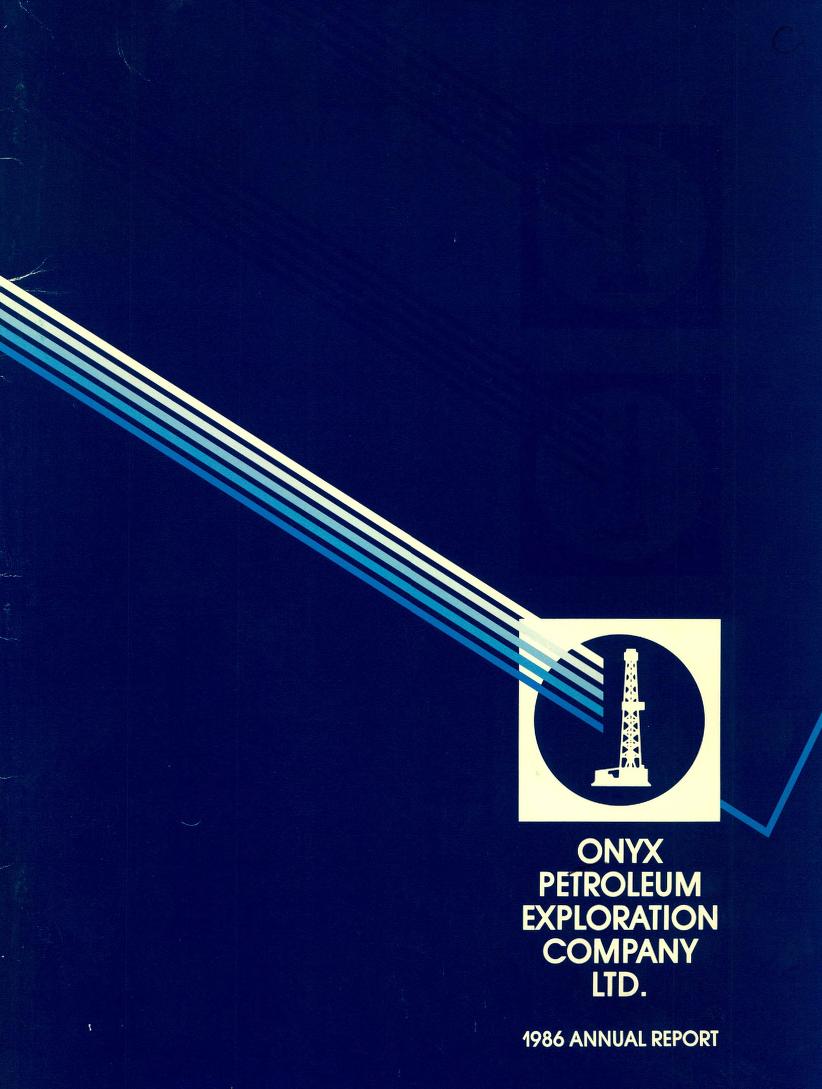 Onyx Petroleum Exploration Company Limited annual report 1986