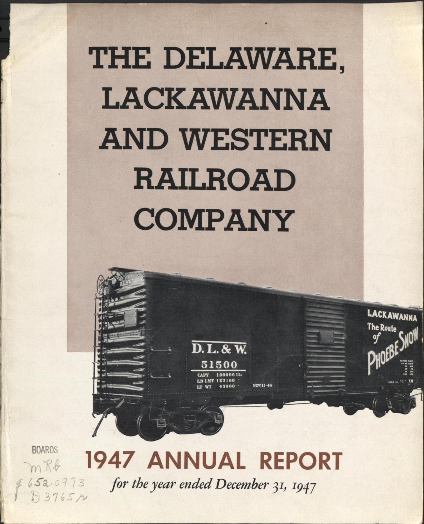 Delaware, Lackawanna and Western Railroad annual report 1947