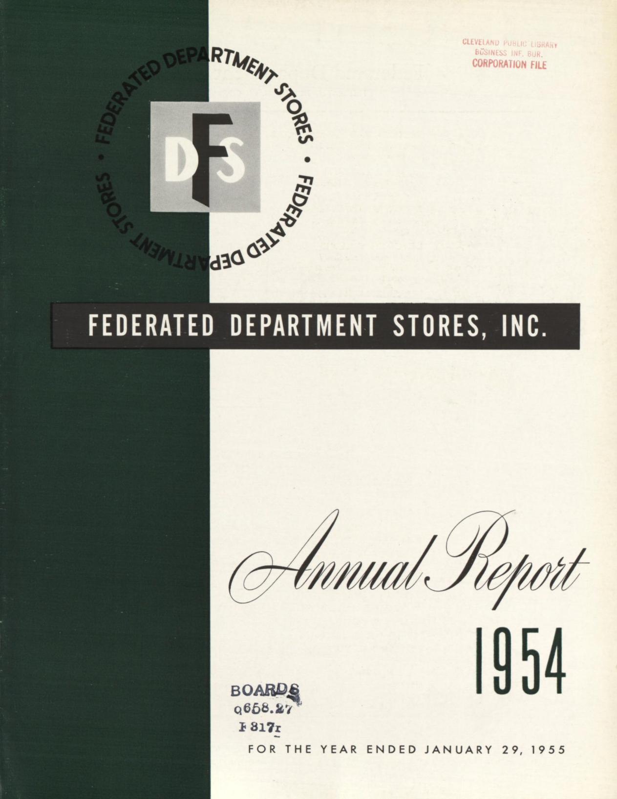 The May Department Stores Company, Federated Department Stores, Hahn's Department Stores, Allied Stores Corporation, and Macy's, Inc. annual report 1954