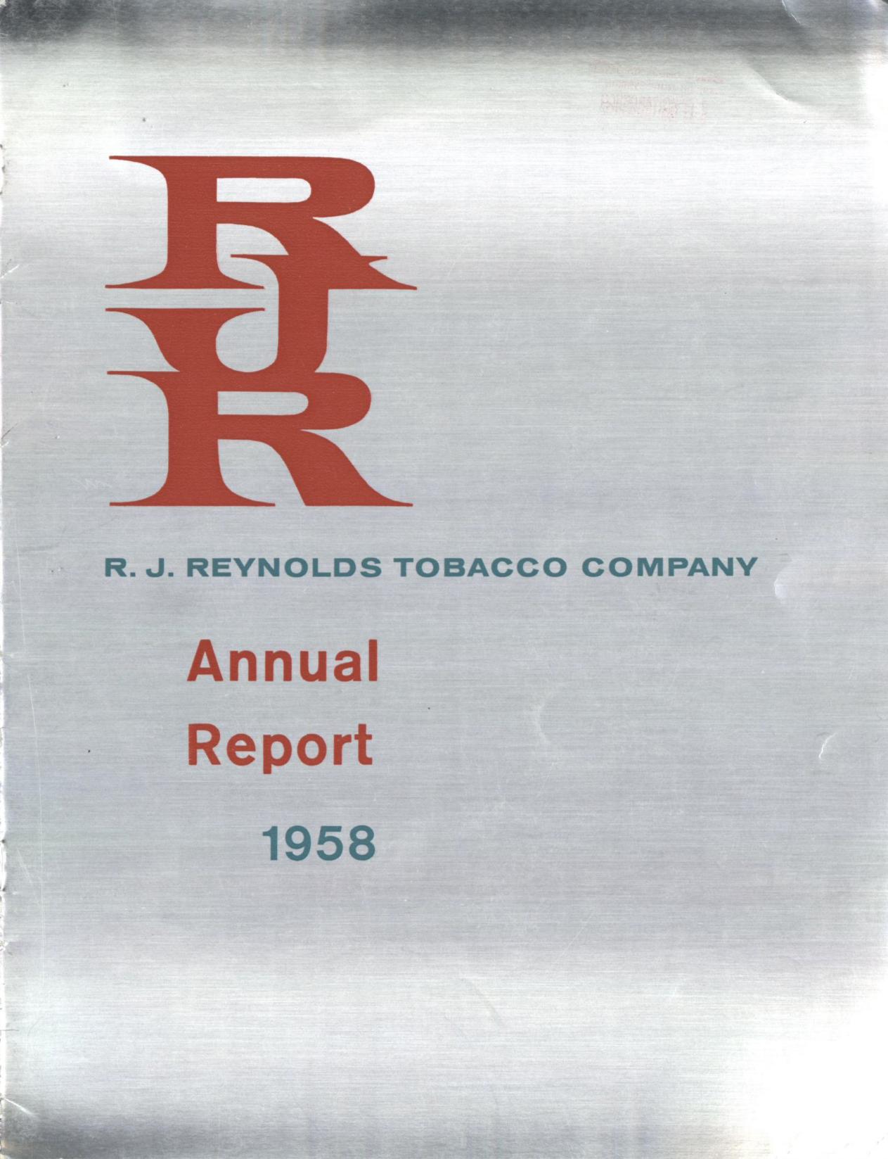 R.J. Reynolds Tobacco Company and R.J. Reynolds Industries annual report 1958