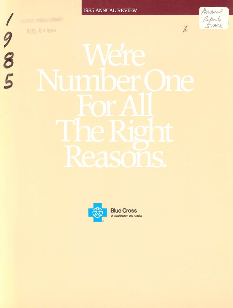 Blue Cross of Washington and Alaska annual report 1985
